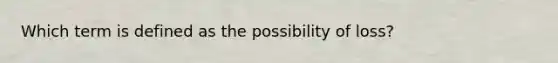 Which term is defined as the possibility of loss?