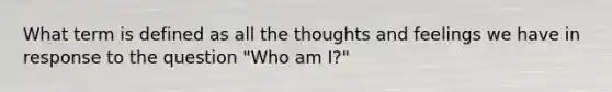 What term is defined as all the thoughts and feelings we have in response to the question "Who am I?"