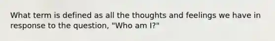 What term is defined as all the thoughts and feelings we have in response to the question, "Who am I?"