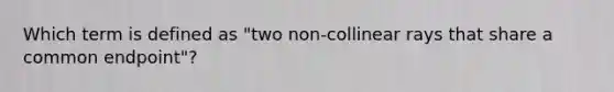 Which term is defined as "two non-collinear rays that share a common endpoint"?