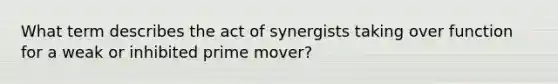 What term describes the act of synergists taking over function for a weak or inhibited prime mover?