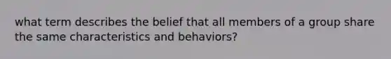 what term describes the belief that all members of a group share the same characteristics and behaviors?