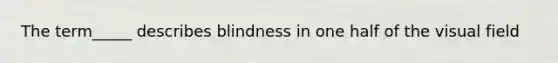 The term_____ describes blindness in one half of the visual field