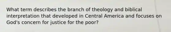 What term describes the branch of theology and biblical interpretation that developed in Central America and focuses on God's concern for justice for the poor?