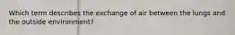 Which term describes the exchange of air between the lungs and the outside environment?