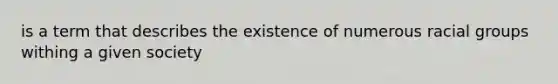 is a term that describes the existence of numerous racial groups withing a given society