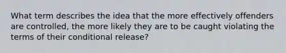 What term describes the idea that the more effectively offenders are controlled, the more likely they are to be caught violating the terms of their conditional release?