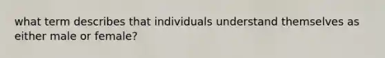 what term describes that individuals understand themselves as either male or female?