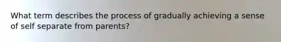 What term describes the process of gradually achieving a sense of self separate from parents?