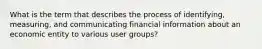 What is the term that describes the process of identifying, measuring, and communicating financial information about an economic entity to various user groups?