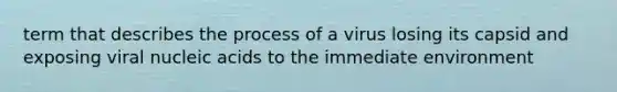 term that describes the process of a virus losing its capsid and exposing viral nucleic acids to the immediate environment