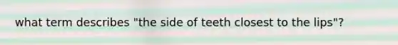 what term describes "the side of teeth closest to the lips"?