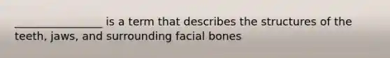 ________________ is a term that describes the structures of the teeth, jaws, and surrounding facial bones