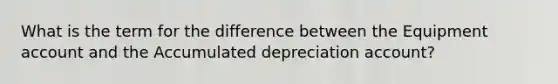 What is the term for the difference between the Equipment account and the Accumulated depreciation account?