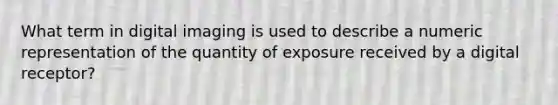 What term in digital imaging is used to describe a numeric representation of the quantity of exposure received by a digital receptor?