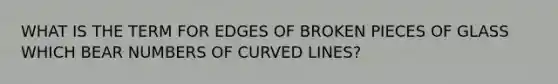 WHAT IS THE TERM FOR EDGES OF BROKEN PIECES OF GLASS WHICH BEAR NUMBERS OF CURVED LINES?