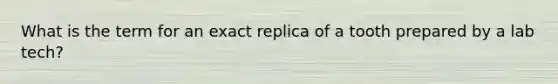 What is the term for an exact replica of a tooth prepared by a lab tech?