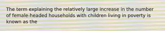 The term explaining the relatively large increase in the number of female-headed households with children living in poverty is known as the