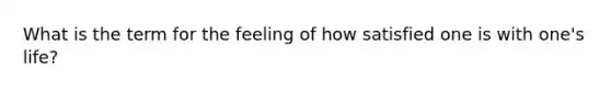 What is the term for the feeling of how satisfied one is with one's life?