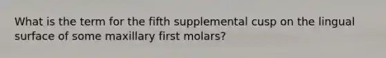 What is the term for the fifth supplemental cusp on the lingual surface of some maxillary first molars?