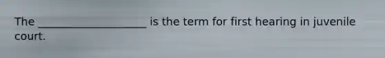 The ____________________ is the term for first hearing in juvenile court.