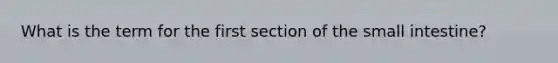 What is the term for the first section of the small intestine?