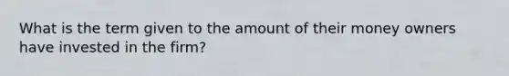 What is the term given to the amount of their money owners have invested in the firm?