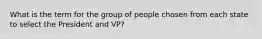 What is the term for the group of people chosen from each state to select the President and VP?