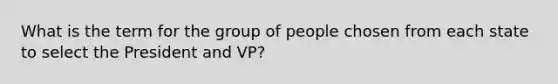 What is the term for the group of people chosen from each state to select the President and VP?