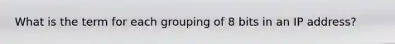 What is the term for each grouping of 8 bits in an IP address?