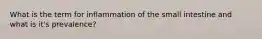 What is the term for inflammation of the small intestine and what is it's prevalence?