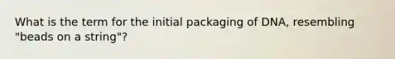 What is the term for the initial packaging of DNA, resembling "beads on a string"?