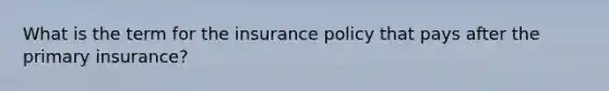 What is the term for the insurance policy that pays after the primary insurance?