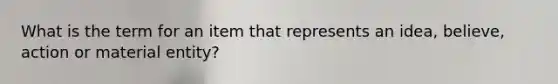 What is the term for an item that represents an idea, believe, action or material entity?