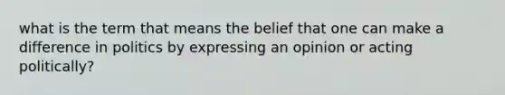 what is the term that means the belief that one can make a difference in politics by expressing an opinion or acting politically?