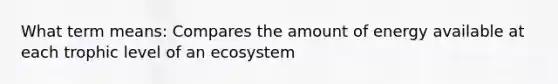 What term means: Compares the amount of energy available at each trophic level of an ecosystem