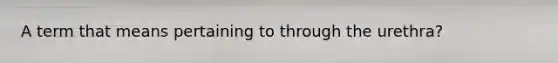 A term that means pertaining to through the urethra?