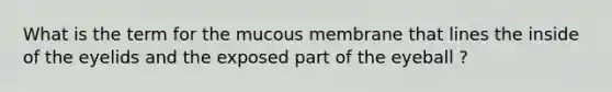What is the term for the mucous membrane that lines the inside of the eyelids and the exposed part of the eyeball ?