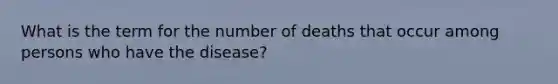 What is the term for the number of deaths that occur among persons who have the disease?