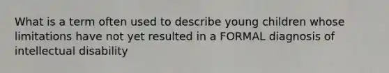What is a term often used to describe young children whose limitations have not yet resulted in a FORMAL diagnosis of intellectual disability