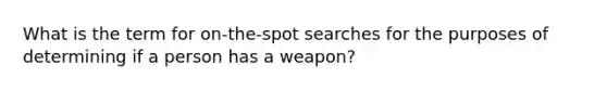 What is the term for on-the-spot searches for the purposes of determining if a person has a weapon?