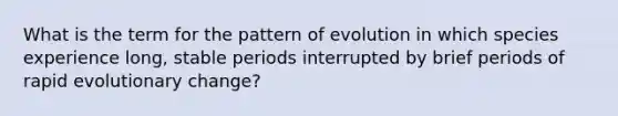 What is the term for the pattern of evolution in which species experience long, stable periods interrupted by brief periods of rapid evolutionary change?