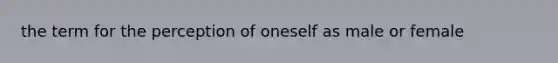 the term for the perception of oneself as male or female