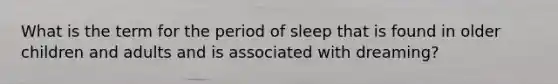 What is the term for the period of sleep that is found in older children and adults and is associated with dreaming?