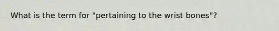 What is the term for "pertaining to the wrist bones"?