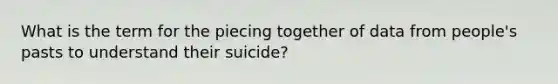 What is the term for the piecing together of data from people's pasts to understand their suicide?