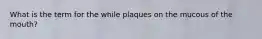 What is the term for the while plaques on the mucous of the mouth?