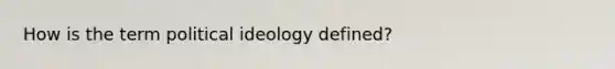 How is the term political ideology defined?