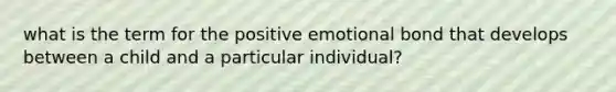 what is the term for the positive emotional bond that develops between a child and a particular individual?