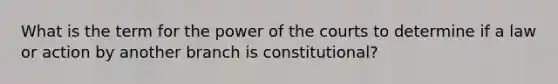 What is the term for the power of the courts to determine if a law or action by another branch is constitutional?